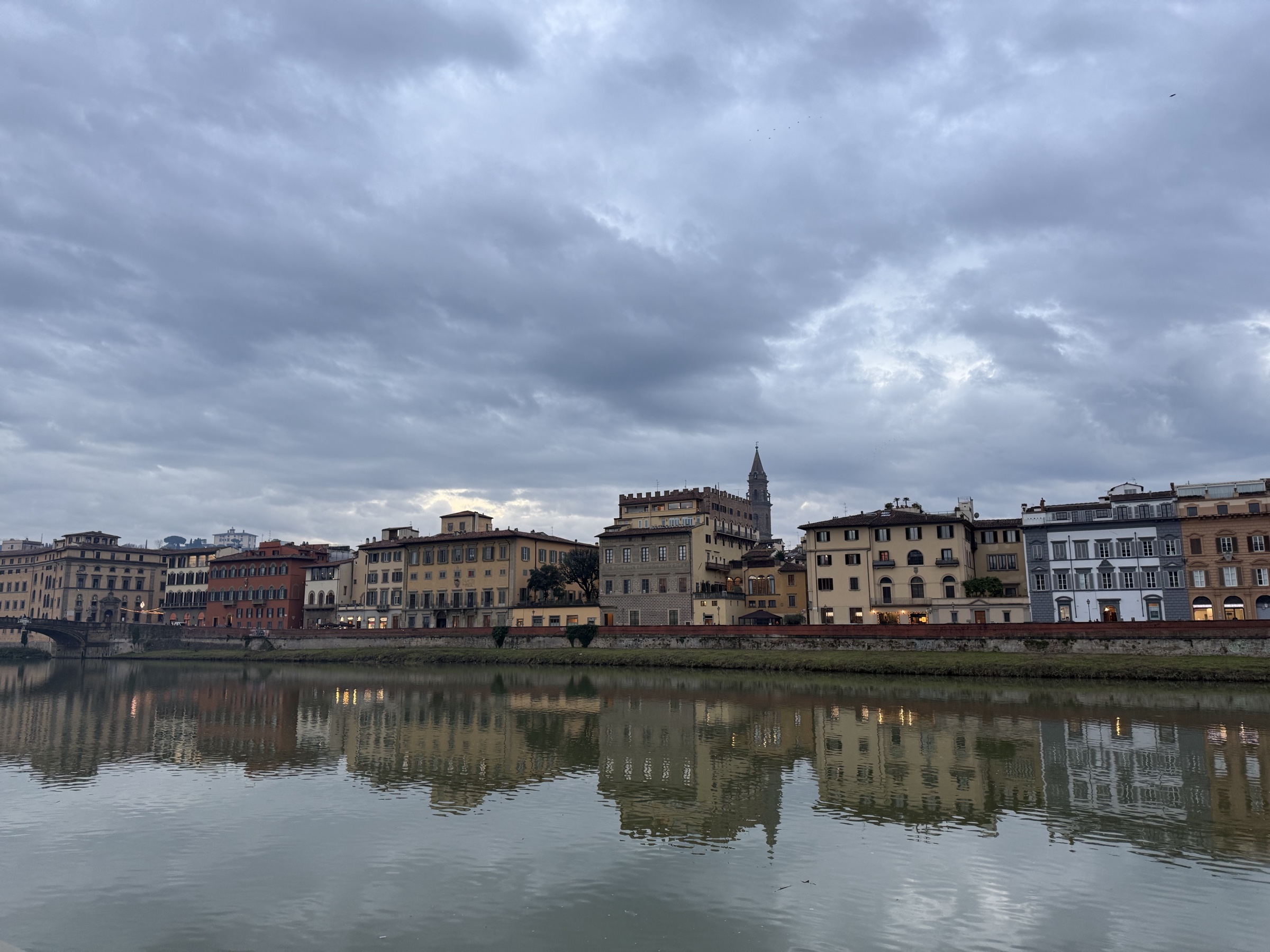 Florence palazzi reflected in the Arno