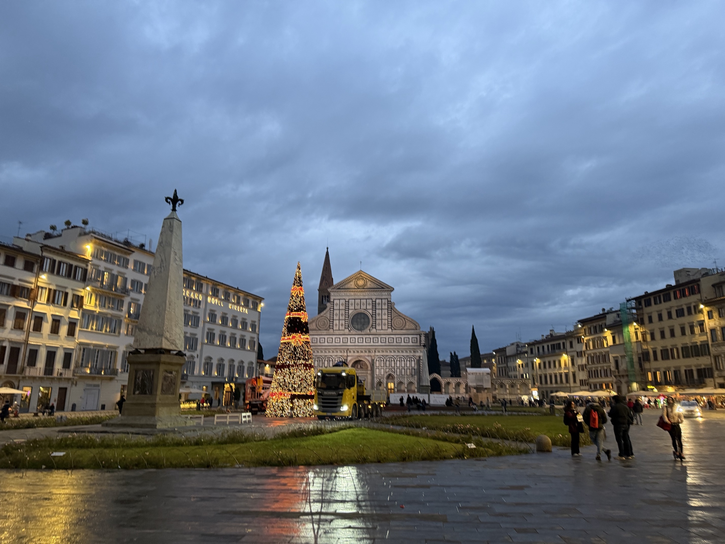Santa Maria Novella facade with Christmas tree