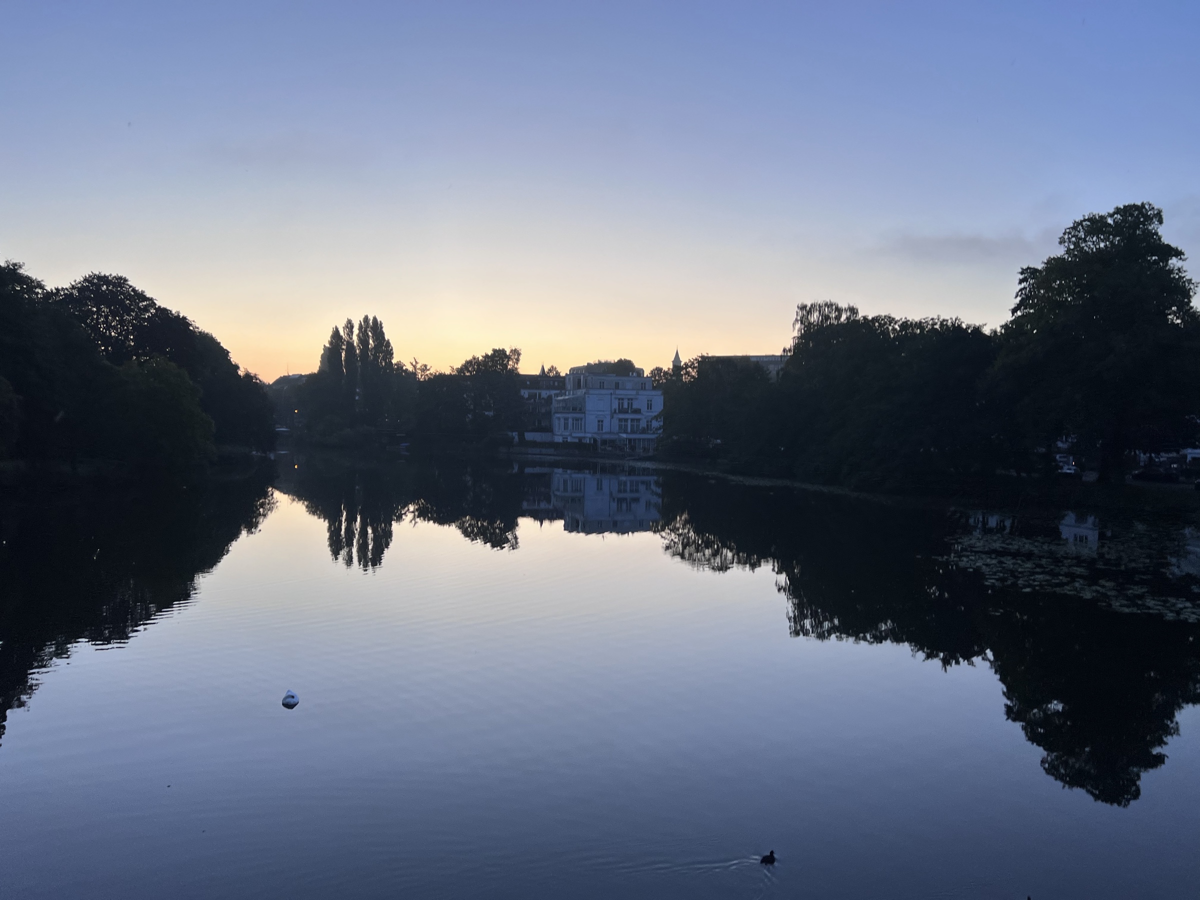 Hamburg canal at blue hour