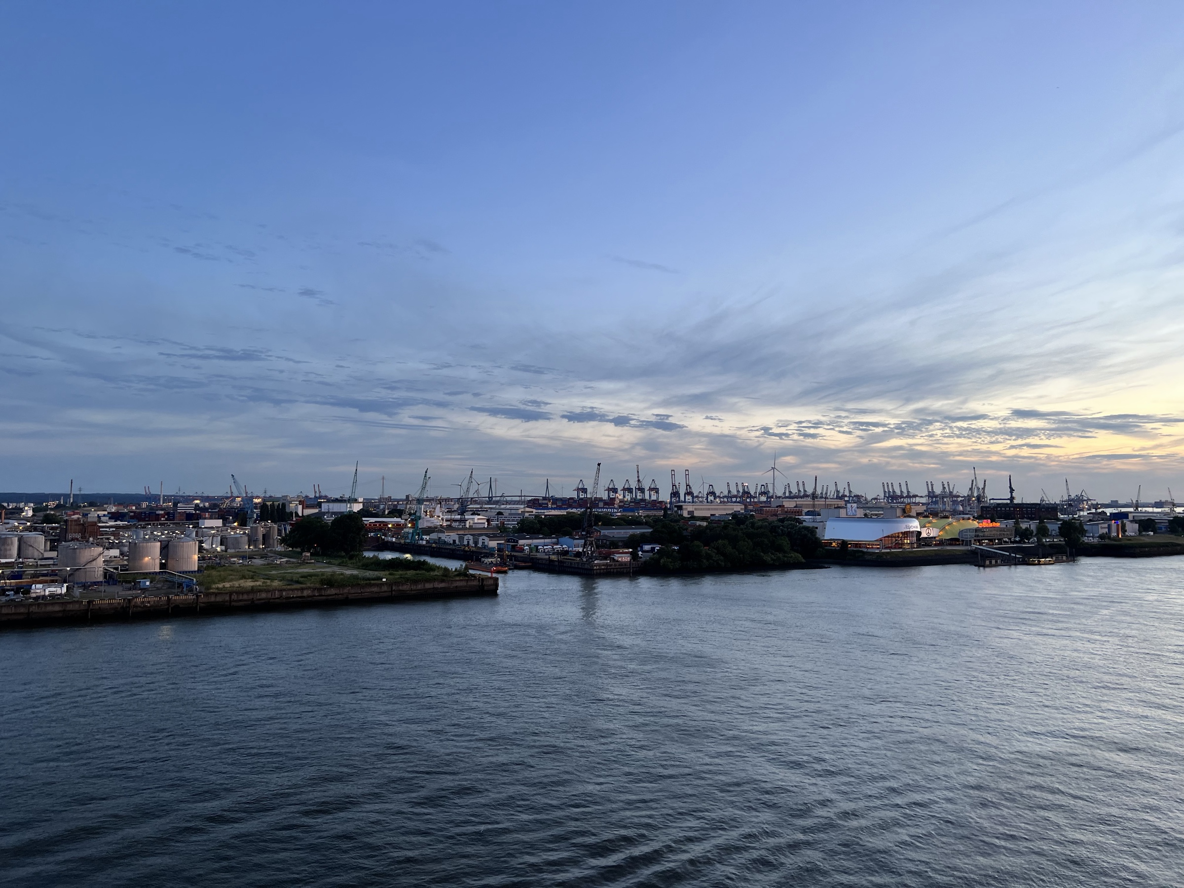 Harbor cranes horizon panorama